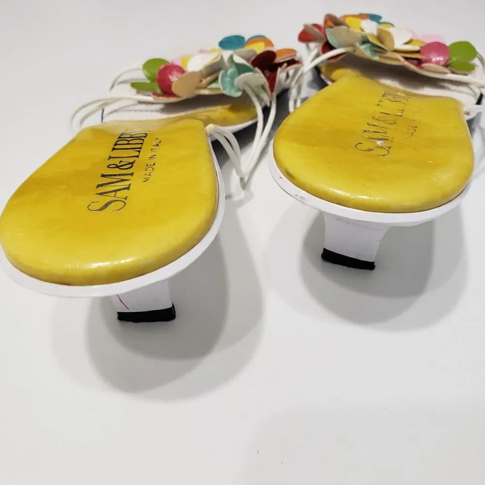 Adorable Sam & Libby Slip on Kitten Heel Colorful Sandals, Size 37 (size 6.5)